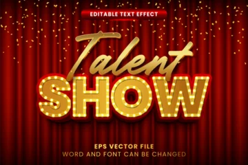 Fotobehang Talent show golden 3d editable vector text effect © yustika