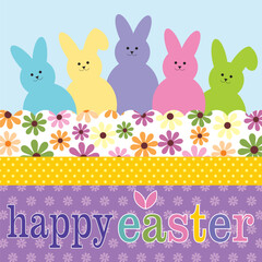 Obraz na płótnie Canvas easter greeting card with bunny and flower pattern