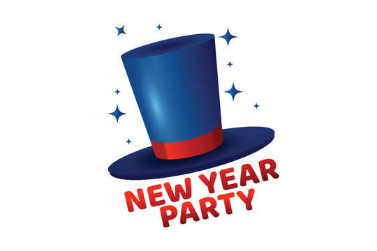 Hat New Year Party Sticker Design