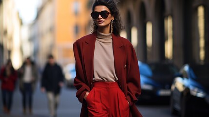 Street style clothes after the fashion show at Milan Fashion Week - obrazy, fototapety, plakaty