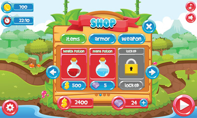 Fantasy World Video Game Graphical User Interface