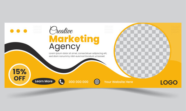 online digital marketing social media business cover design with photo place modern layout and background.