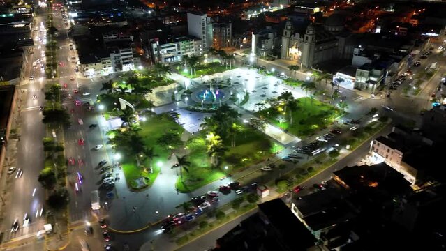 main square of city in latin america, chimbote - peru