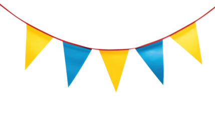 Flag isolated on white background Colorful decorative flags for celebrating birthdays, festivals and bright decorations.isolated on transparent background,png file