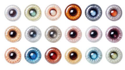 colorful collection Close-up of the pupil of the eye isolated on transparent background,png file © venusvi