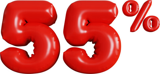 55% Discount 3D Rendering Red Balloon Text Label