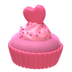 3d icon Cupcake With Love Topper, 3d illustration, 3d element, 3d rendering, Graphic Elements, design element. Icon design, interface elements, concept illustration, art, user interface
