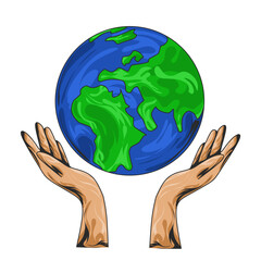 Illustration vector graphic of hands holding the earth