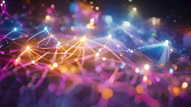 A colorful neural network connecting human brains with AI processors, illustrating the symbiotic relationship between human creativity and machine learning.