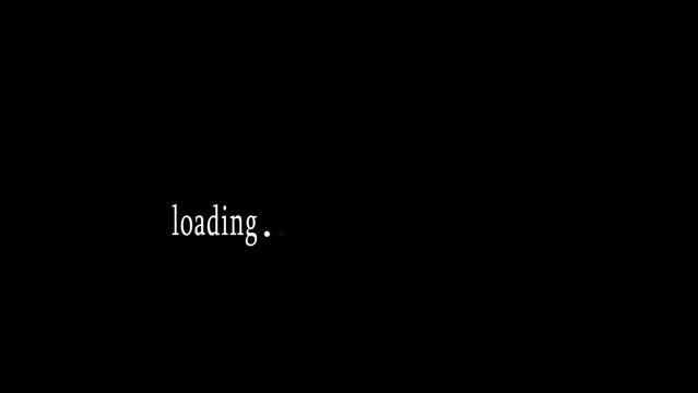 White color loading text animation on the black background.  4K video loader motion graphic. Loading screen. loading animation waiting for loading bar animation.