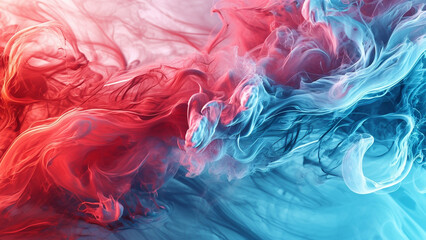 Fiery Red Merging into Cool Cyan Abstract Background