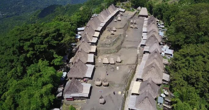 Aerial View of the Bena Traditional Village near Bajawa in East Nusa Tenggara, Indonesia.