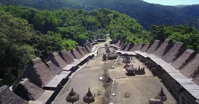 Aerial View of the Bena Traditional Village near Bajawa in East Nusa Tenggara, Indonesia.