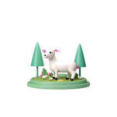 white sheep with grass on white