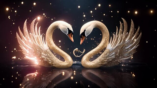A graceful arc of stars that form the outline of a beautiful swan, representing the unbreakable bond between two devoted lovers.
