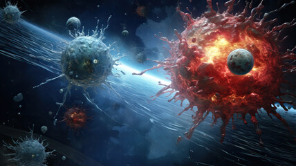 Cancer cell attacking another cell