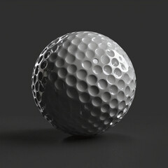 High contrast studio shot of golf ball isolated on black background with dramatic light