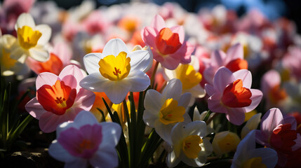 Spring flowers series, beautiful bouquet of tulips in spring time