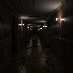 Fototapeta na wymiar hallway with little light
