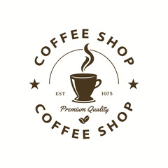 Coffee shop design template with coffee cups. modern vintage coffee shop logo