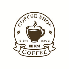 Coffee shop design template with coffee cups. modern vintage coffee shop logo