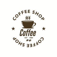 Coffee shop design template with coffee cups. modern vintage coffee shop logo