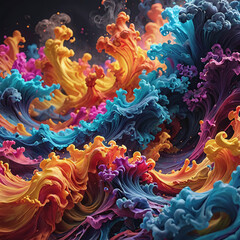 Fototapeta na wymiar colorful wave cloud abstract, 3D twirl wavy full color cloud