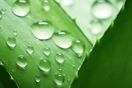 Close-up photo of water on aloe vera leaves