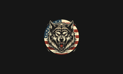 Fototapeta premium head wolf with flag american vector artwork design