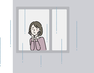 雨で憂鬱な女性