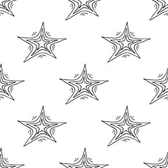 Seamless pattern with cute stars doodle for decorative print, wrapping paper, greeting cards, wallpaper and fabric