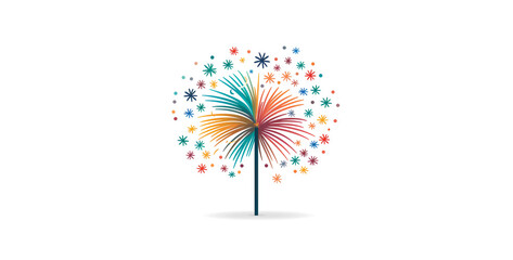 new year firework white background pastel color