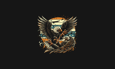 eagle fight with flag american vector artwork design