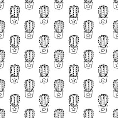 Seamless pattern with cactus doodle for decorative print, wrapping paper, greeting cards and fabric