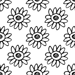 Fototapeta na wymiar Summer seamless pattern with flowers doodle for decorative print, wrapping paper, greeting cards, wallpaper and fabric