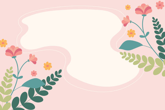 Minimalistic background with delicate flowers. Template in pastel colors with flowers.