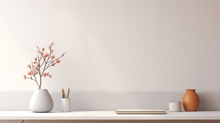 Elegant minimal home office still life composition - obrazy, fototapety, plakaty
