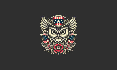 Obraz premium head owl vector illustration artwork design