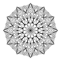 Mandala for coloring book, round ornament, irregular floral shape decoration, oriental vector, stress therapy pattern, weave yoga vector logo design element. adult mandala for coloring