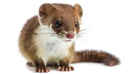 close up of a weasel ferret on white background 