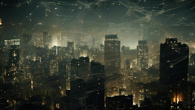 Through a powerful closeup lens, we see the intricate web of life disrupted by the artificial light emanating from a bustling city below. The delicate balance and natural rhythms of nocturnal