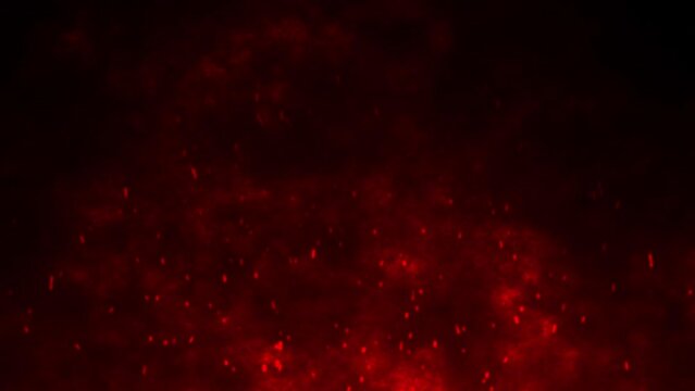 3D animation motion flames fiery hot ember sparks firework glow flying burning particles on black background visual effect 4K red