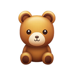 Cute Teddy Bear Icon with Shiny Eyes and Soft Fur Texture