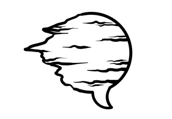 wood texture bubble chat line art illustration