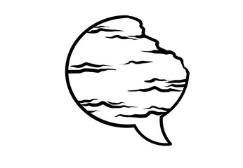 wood texture bubble chat line art illustration
