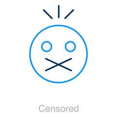 Censored and censored icon concept