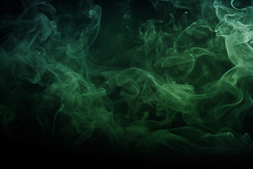 Fototapeta premium Dark Green Smoke on Black Background. A Haunting Image of Mystery and Menace