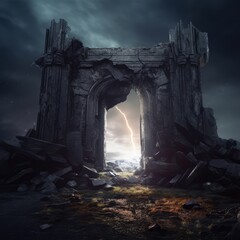Illustration of Magic portal with mystical gate in a mysterious place