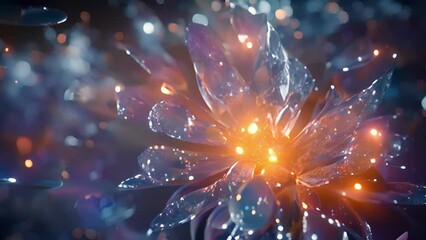 Closeup of a chaotic burst of energy as the nucleus rupture into smaller fragments, creating a beautiful display of vibrant lights.