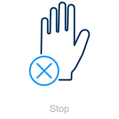 Stop and hand icon concept